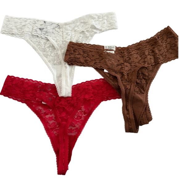 INC Concepts Lot 5pr Lace Thong Panties - Red Brown White - Womens Size XL - Picture 2 of 5